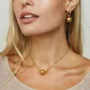 Ins Style minimaliste Gold Ball Pendant Collier Boîte de boîte Pull-out Collier en acier inoxydable en or 18k pour femmes bijoux personnalisés