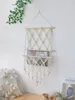 Dekorativa plattor 1 PC Boho Macrame Tassel Wall Hanging Floating Shelf Display Stand Plant Flower Pot Tray Storage Rack Home Decoration Gift