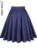 Kjolar fast färg retro vintage en linje blå flare swing rockabilly kvinnor sommar 2024 bomull 60 -tal 50 -tals skater kjol