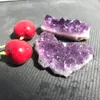 Decorative Figurines 2 Small Pieces Of Natural Mineral Amethyst Quartz Crystal Gemstone Cluster Meditation Reiki Healing Light Purple St