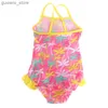 One-Pieces Funfeliz Girls Swimwear One Piece Swimsuit for Girl 2T-12T Cute baby girl bathing suit Children swimming suit Y240412