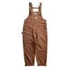 Herenbroek 2024 Jumpsuit Casual Streetwear Retro Solid Color Overalls Multi-Pocket Losse Suspenders Baggy Work Wear Cargo