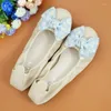 Casual Shoes Women Boat Genuine Leather Ballet Flats Bowknot Breathable Round Head Slip On Loafers Plus Size Women's