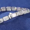 Fashion Femme Gift Jewelry 5mm 925 Sterling Silver Emerald Cut VVS Moissanite Baguette Tennis Bracelet For Valentines Day