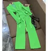 Calças de duas peças femininas brancas fitas verdes escuras lacas de amarrar