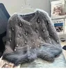 Damen Strick Frauen Imitation Nerz Kaschmir Diamanten Pullover Mantel LOSSER Herbst Mohair Strass Strick -Strickjacke Fleece Strickwege Crop Tops