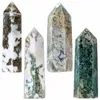 Sachets de bijoux Tumbeelluwa 3,1-4,1 pouces Natural Moss Agate Points cristallins hexagonaux Patre de pierre pour le chakra Équilibrant la méditation de yoga