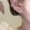 Clip-on vis arrière Boucles d'oreilles exquise fleur cristal manchette pour femmes pas de piercing sans trou long canneau de la chaîne d'oreille fashi otpkn