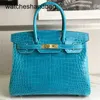 Designer -Tasche Echtes Leder 7A Hands Handtaschen Designerh Familienmarke Turquoise Blue Hand Handbagx69z