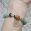 Instagram Korean Style Burmese Jade Crystal Single Loop Women's Woven White Agate Lotus Crown Amethyst Bracelet Jewelry