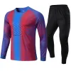 Jersey et pantalon du gardien de but rembourré pour les enfants se déroulent pour les garçons manches longues shirts de gardien de but d'entraînement de football