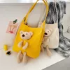 Bag Cute Small Women's 2024 Summer Bear Canvas One Shoulder Tote Handbag Bags For Women