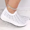 Casual Shoes Knit Mesh Crystal Sneakers Kvinnor Bekväma andningsbara lägenheter för 2024 Slip On Plus Size Female