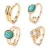 Alloy Inlaid Color Retaining Ring, Artistic Style, Fashionable and Minimalist Ring Combination, 4-piece Set