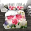 Zestawy pościeli 3D Rose Kwiat Zestaw MAO MAO Podwójne łóżko King Size Quild Cover Pillass Home Tekstylia