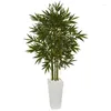 Decorative Flowers Bamboo Artificial Tree In White Tower Planter Green