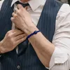 Pulseiras de charme bracelete de pedra quadrada natural lazúli lazuli bead mediação ajustável corda para homens