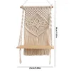 Tapestries macrame muur opgehangen plank voor decor houten zwevende plant boho rustieke witte planken organisator handgemaakt geweven geweven