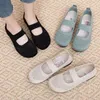 Lässige Schuhe Frauen Flats rutschen auf faltbaren Slippern für quadratische Zehen Single Hollow -out Mode Mom Damen