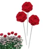 Decorative Flowers Realistic Red Roses Artificial Dark Fake Long Stem Silk Rose & Exquisite Flower