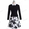 Abiti casual freschi fresco a un pezzo stampato floreale A abito pepLum in peplo chic girare a maniche full manica con cerniera e bagliore bagliore ha027 HA027