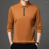 Herren Polos Reißverschlüsse Feste Farbe Langarm-Polo-Hemden für Männer Smart Casual Frühlingsqualität Silky Glattes komfortables Camisas de Hombre M-4xl