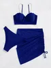 Shell Bra Push Up Three Pieces Bikini Set Swimsuit For Women Pearls Strap Swimwear Sexy Bikini And Beach Skirt Bathing Suit 240411