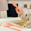 Juegos de vajilla 3 viajes de cubiertos con estuche cucharadas para niños portátiles lonchera camarera niños
