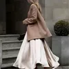 Rokken lange rok vrouwen hoge taille satijn elegant een lijn y2k mode zomer herfst solide maxi vrouwelijk streetwear chic