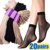 Skarpetki Hosiery 40pcs Summer krótkie skarpetki Kobiety Ultra cienkie przezroczyste kryształowe jedwabne skarpetki Panie Seksowne elastyczne jedwabiste skarpetki dziewczyny