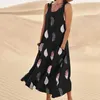 Robes décontractées robe maxi pour femmes plage rétro rond