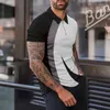 Polos masculine 2024 grande taille British Style Casual Apel Polo Personnalité Personnalités numériques T-shirt social confortable Breathable