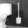 Brosses de nettoyage Brosse de toilette noire avec support en plastique mural Broussages WC Baux de salle de bain outil de salle de bain ensemble accessoires de salle de bain Cleaner L49