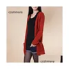 Chandards pour femmes Nouveau cardigan Femmes Spring Autumn Long Lady Cashmere Material Pull pour les vêtements d'extérieur femelle avec poches Dr Dhk1e