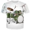 Mens T Shirts Den senaste Harajuku 3D-t-shirt Högupplöst Musikinstrument Drum Set Short-Sleeved Shirt Casual