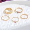 Wind Inlaid Colorful Alloy 5-piece Set Creative Fine Ring