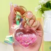 Keychains Lanyards Creative Oil Quicksand Heart Keychain Fashion Trendy Bag Small Pendant Exquisite Cute Couple