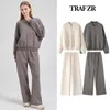 TRAF ZR Zipper Cardigan Sets To Dress Woman Tracksuit Suits Fall Outfit Baggy Pants Clothing Long Sleeve Sportswear 240402