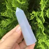 Decorative Figurines 1PCS Rare NatUral Blue Chalcedony Point Healing Crystal Stone Polishing Obelisk For Decoration