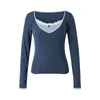 Kvinnors T-skjortor Kvinnor långärmad t-shirt tee fall pullover y2k toppar casual tunic basy blus streetwear