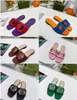 Designer Women Slides Sandals Flat Slippers Platform Denim Beach Jelly Rubber Script Embroidered Canvas Summer Fall Mules Outdoor Waterproof