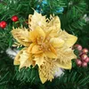 Dekoratif Çiçekler 5 PCS Noel Yapay Çiçek Çok Renkli Glitter Toz Ağaç Dekorasyon Sahte Dekorasyonlar