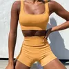 Frauen Leggings Frauen hohe Auswirkungen schnell trockener, farbe Farbe Kurzsportarten Set Fitnessstudio Workout Yoga Fitness Lady's Scrunch -Anzug