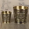 Wine Glasses Creative Retro Cup Handmade Liquor Tumbler High-End Copper Goblet Water Mug Embossed Carving Pattern Handicrafts Drinkware