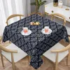 Table Cloth Floral Damask Tablecloth Gold Black Outdoor Cover Vintage Custom Decoration For Wedding Birthday Party