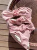 Sexy Women Swimsuit 2023 Женский купальный костюм с высокой талией Bandeau Monokini Hollow Out пляжная одежда купается 240409