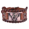 الأساور الأخرى العصرية الطوطم تصميم Odin Triangle Triangle Fox Bracelet Mens Massion Leather Animal Viking Associory Party Jewelry Wholesalel240415