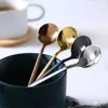 Scoops de café Pack de 6 cuillères à expresso en acier inoxydable plaquées à l'or mini-cuillères à café ensemble pour la crème glacée à gâteau de dessert à sucre 5,3 pouces