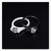 Wedding Rings PSJ Fashion Trendy Jewelry Anillos 2mm Zwart / Wit Round Zirkon Ceramic Solitare Betrokkenheid voor vrouwen