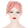 Etniska kläder Flower Turban Women Chemo Cap Muslim Hijab Stretch Headscarf Beanies Bonnet Hat håravfall täcker huvudkläder wrap turbante mujer